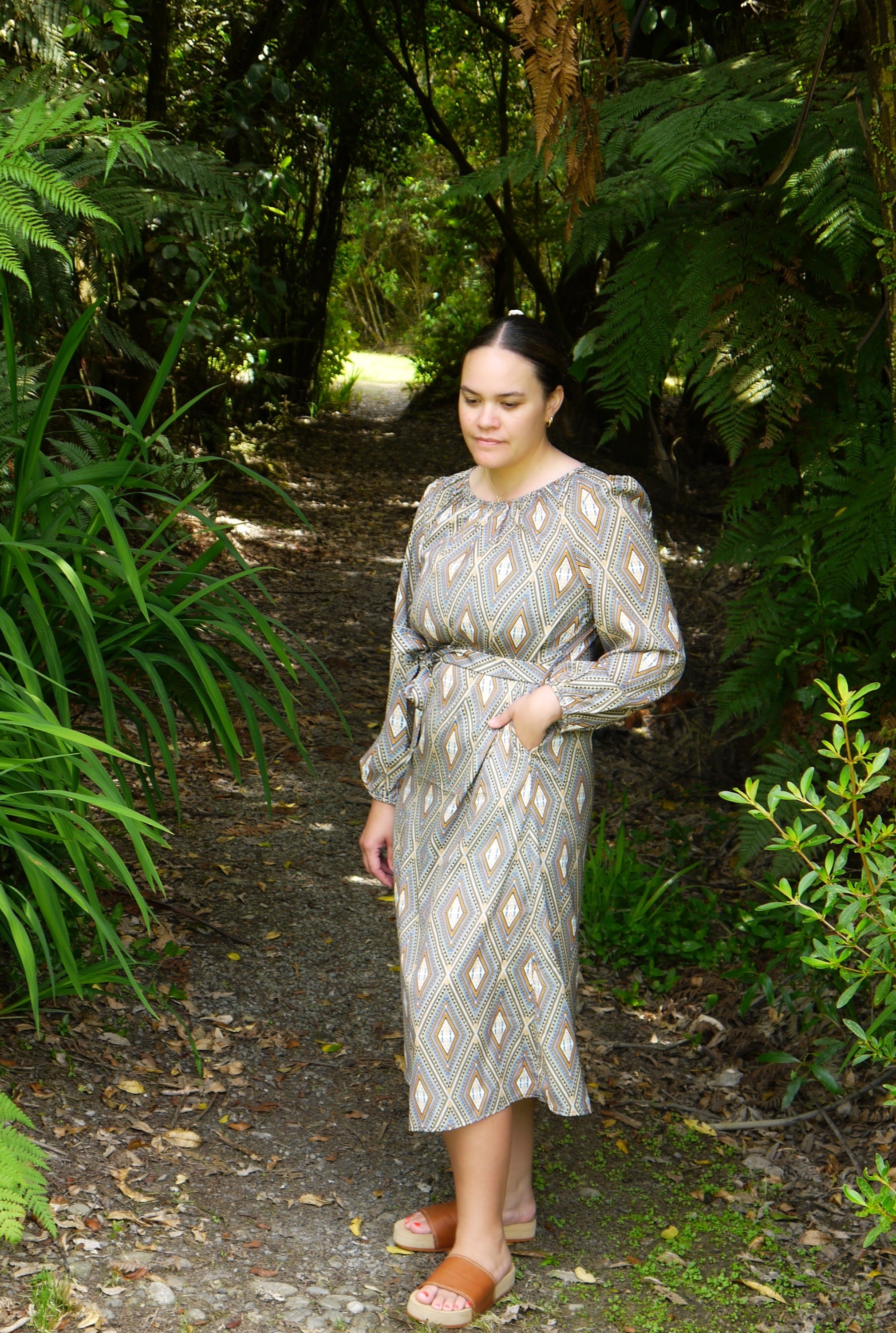 dress maori design clothing Purple Mori Design with Inlayed Paua Shell // New Zealand A-Line Dress
