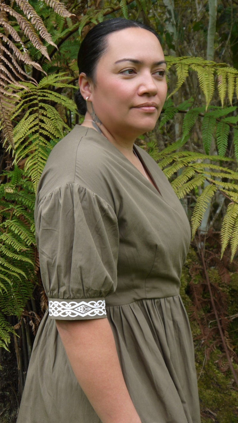 Pātiki Midi Dress Olive Green
