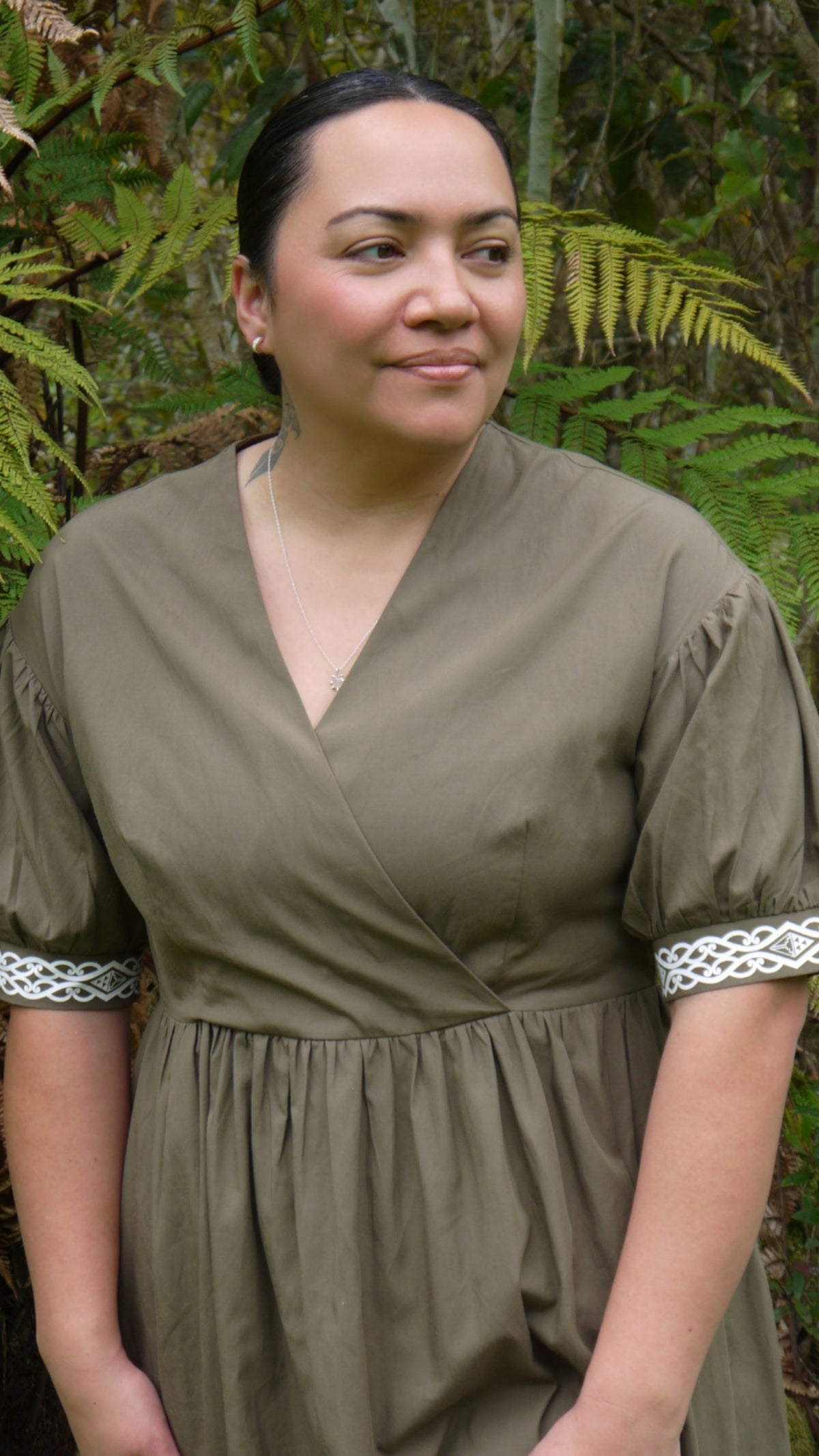 Pātiki Midi Dress Olive Green