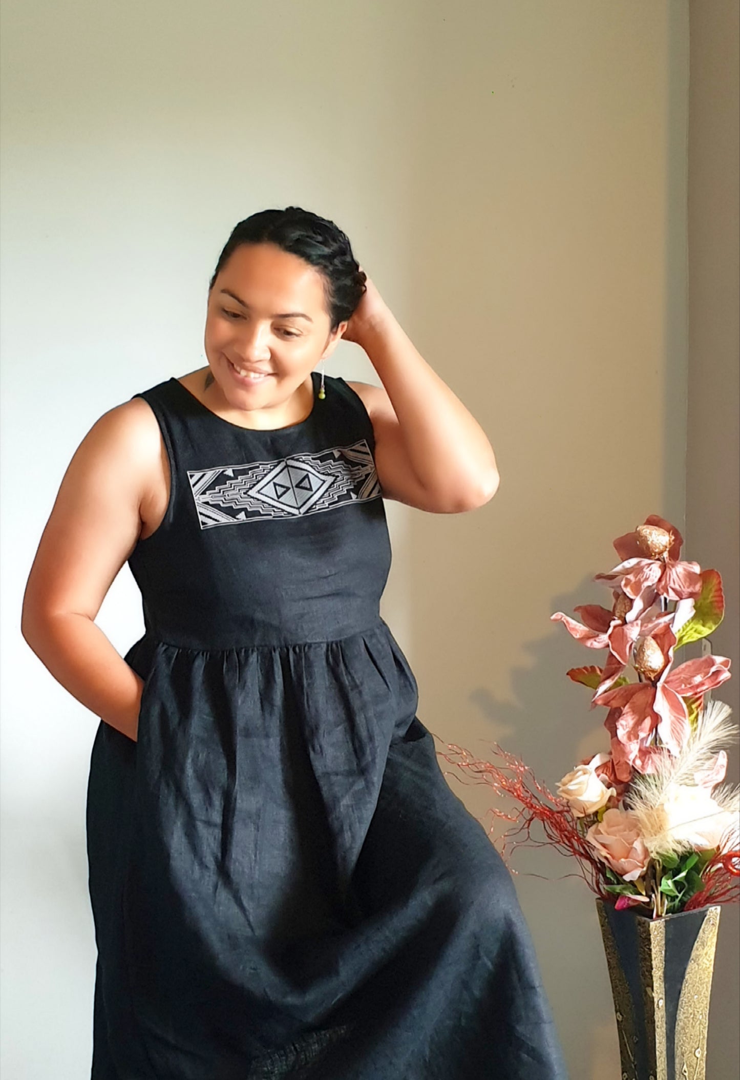 Black Pātiki Linen Dress